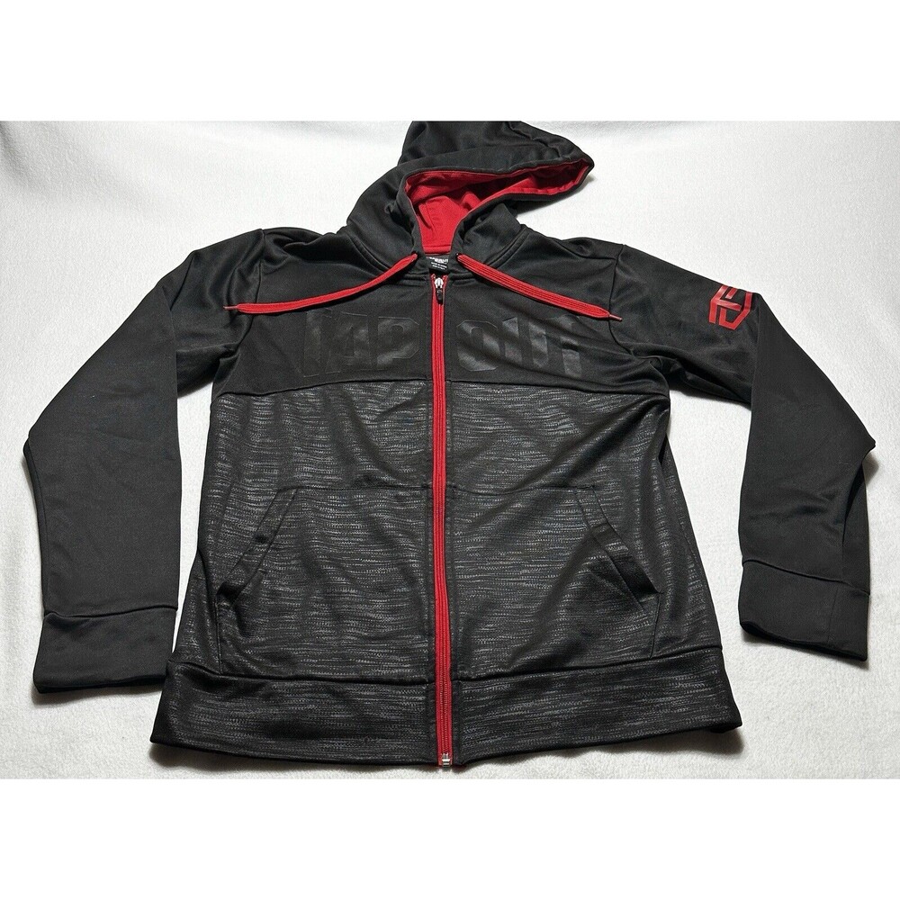Tapout Hoodie Long Sleeve Full Zip Mens Size Small Hood Black Spell Out MMA SNAG